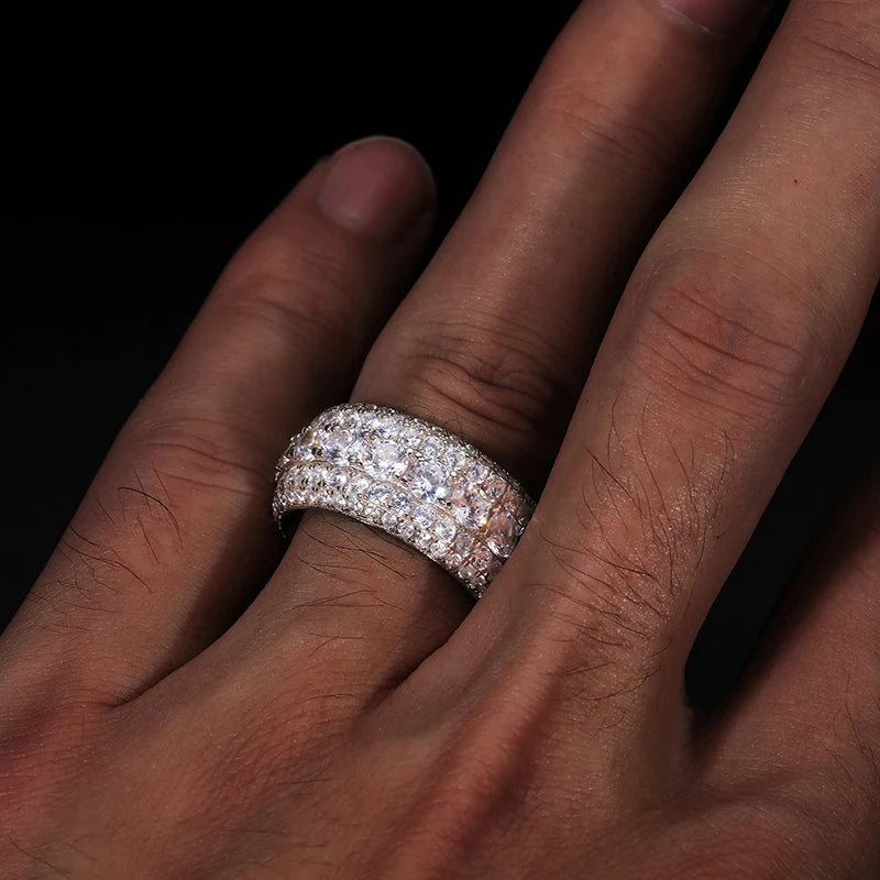 With Certificate Moissanite For Men Silver Rings