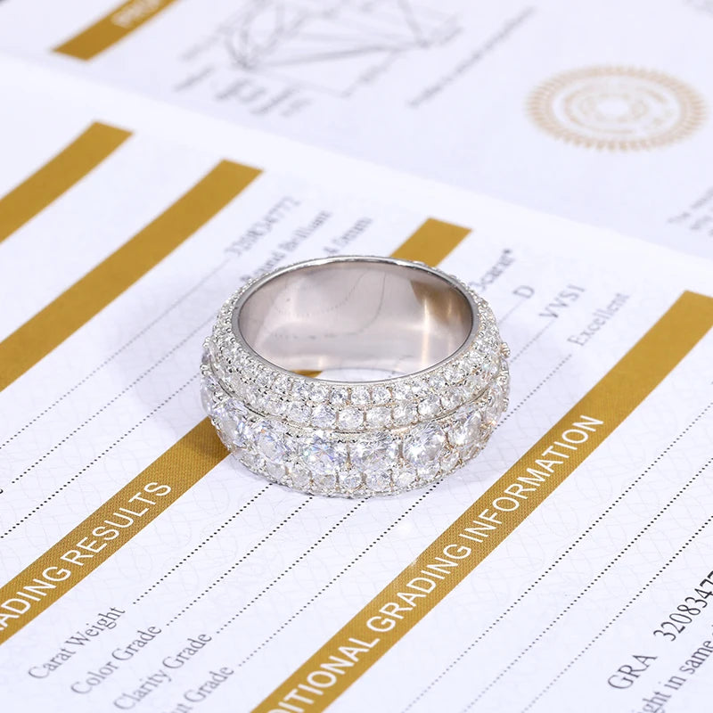 With Certificate Moissanite For Men Silver Rings