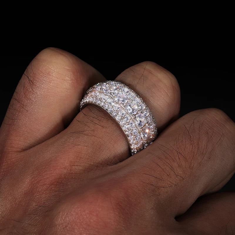 With Certificate Moissanite For Men Silver Rings