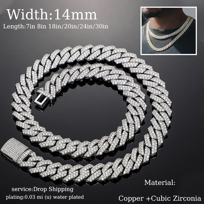 Full Cuban Chain Bling Necklaces Jewelry