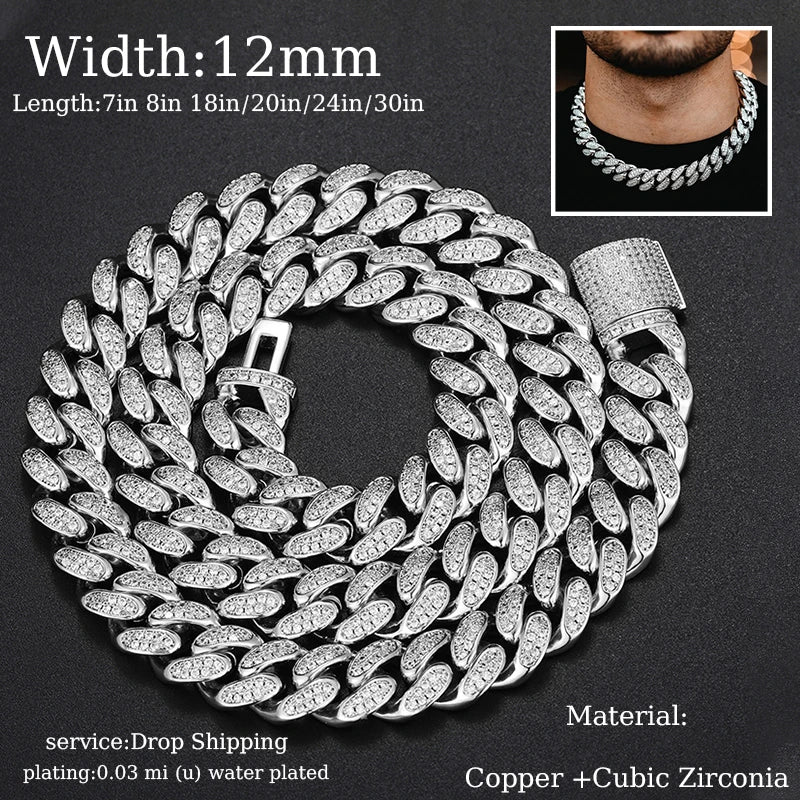 Full Cuban Chain Bling Necklaces Jewelry
