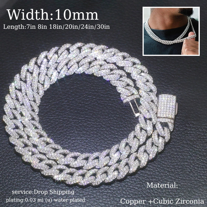 Full Cuban Chain Bling Necklaces Jewelry