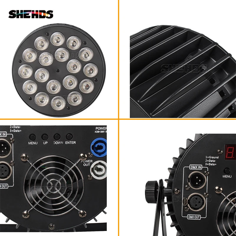 Aluminum Alloy LED Par 18x18W RGBWA+UV Lights 6in1 LED Lighting DMX512 Disco Light Professional Stage Dj Equipment Fast Shipping