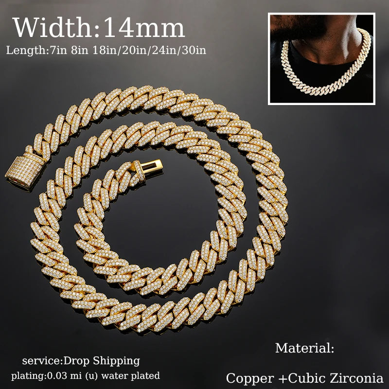 Full Cuban Chain Bling Necklaces Jewelry