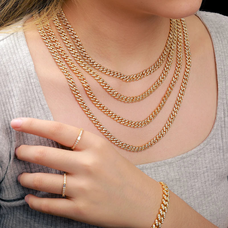Full Cuban Chain Bling Necklaces Jewelry
