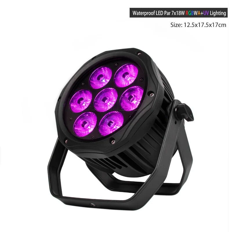 SHEHDS Waterproof LED Par7x18W 6in1 RGBWA+UV Light Outdoor IP65 DMX Effect Stage Professional DJ