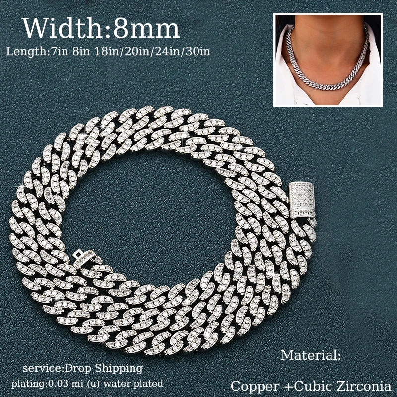 Full Cuban Chain Bling Necklaces Jewelry