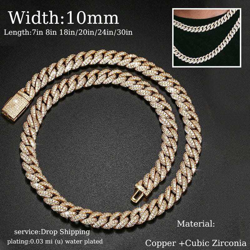 Full Cuban Chain Bling Necklaces Jewelry