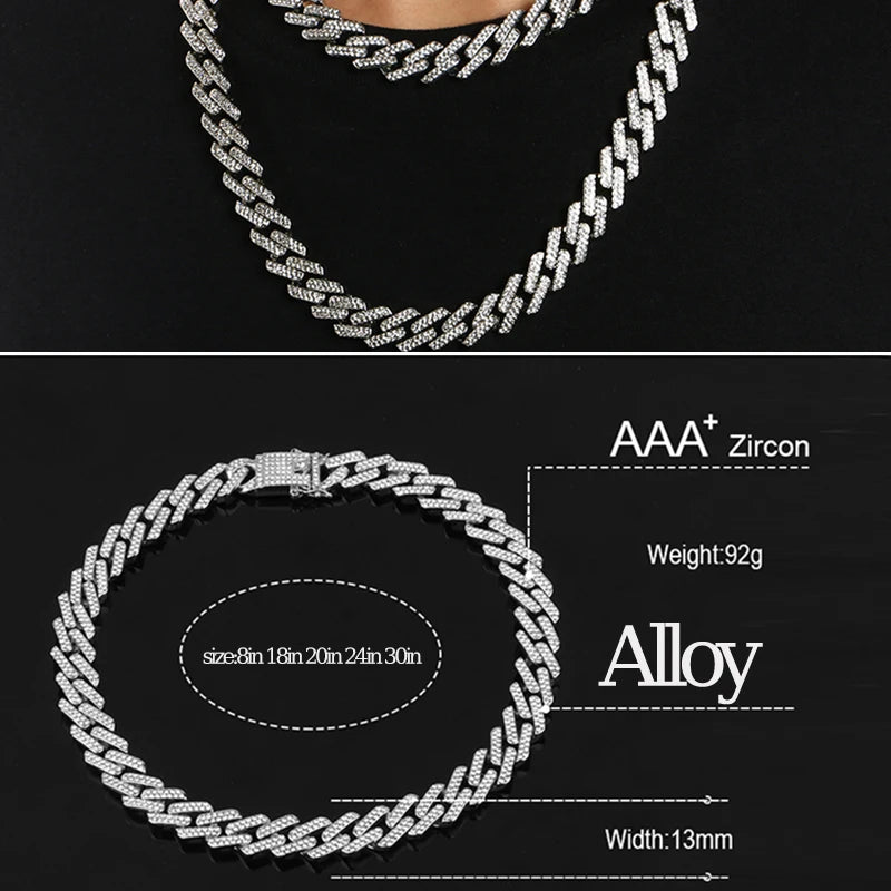 Full Cuban Chain Bling Necklaces Jewelry