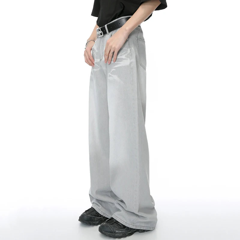 IEFB Straight Male Jeans Vintage Men's Denim Pants Tie-dyed Design