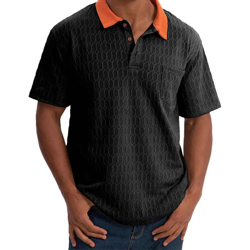 Men s Short Sleeve Patchwork Turn Down Collar Button Up Casual Shirt Fit Summer Fashion Top Streetwear