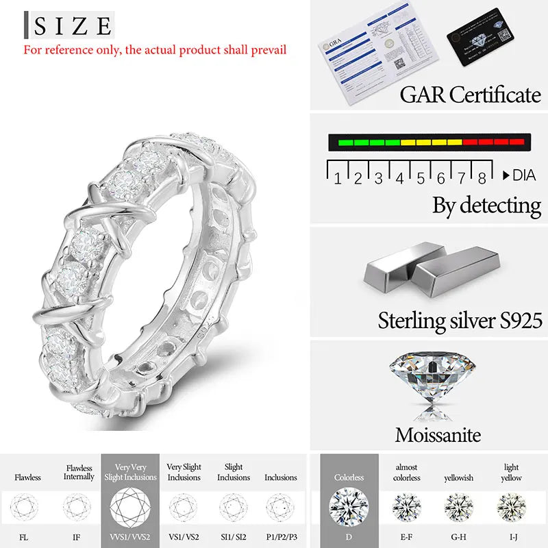 With Certificate Moissanite For Men Silver Rings