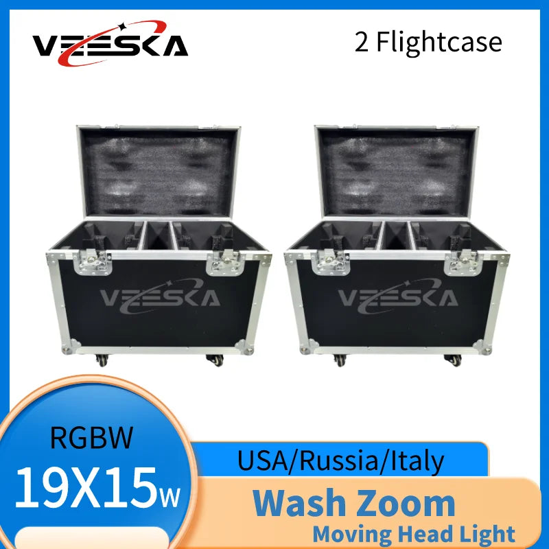 1-10PCS 19X15W Beam Wash Moving Head LED Zoom Lyre Wash Light RGBW Beam Effcect For Dj Light Wedding Party Show flight box