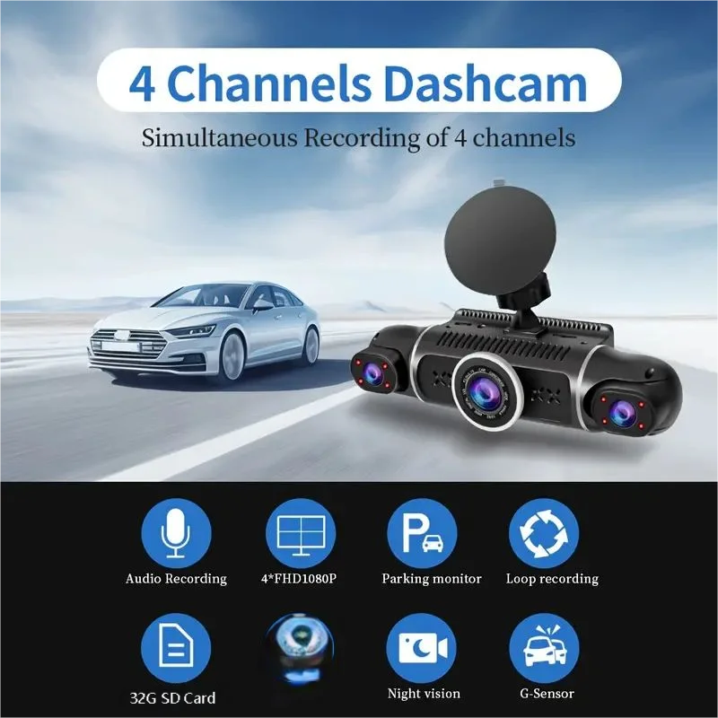 Car Camera 3 Inch Car Recorder Left And Right 4 Channels 4 Screens