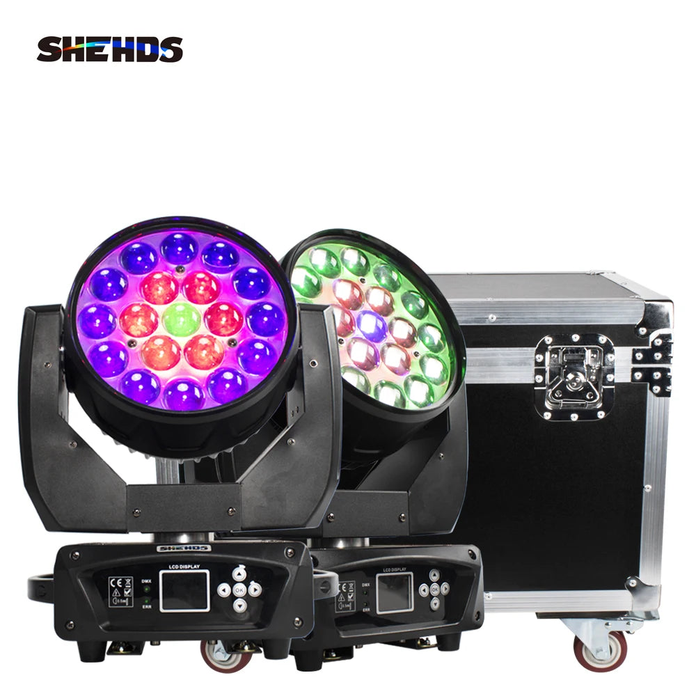 SHEHDS LED Beam+Wash 19x15W RGBW Zoom Lighting For Professional Stage Christmas Lights Audience Bars DJ&Disco