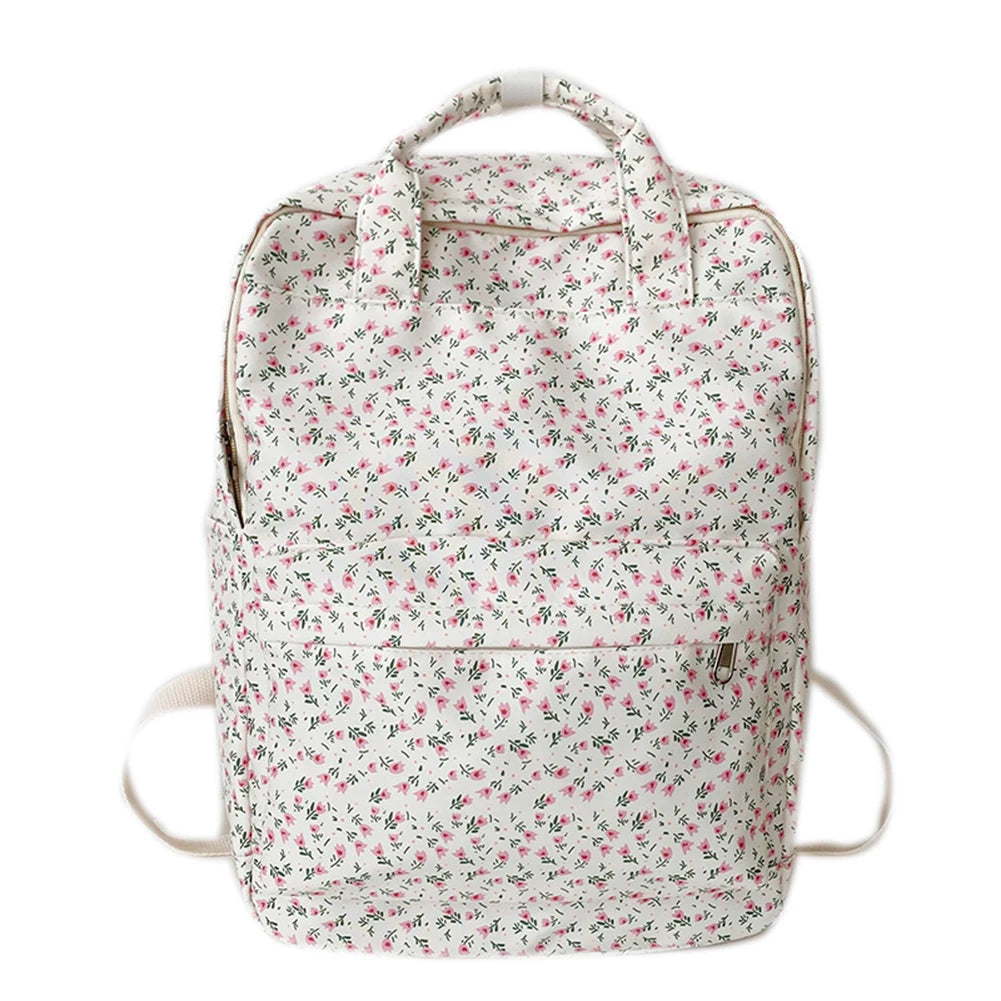 Casual Floral Prints Women Backpack Girls Bookbags Large Capacity Students School Bags Travel Backpack Mochilas with Pendants