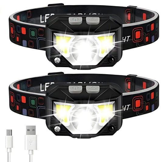 USB Rechargeable LED Headlamp - Waterproof Red Light for Night Fishing & Outdoor Activities