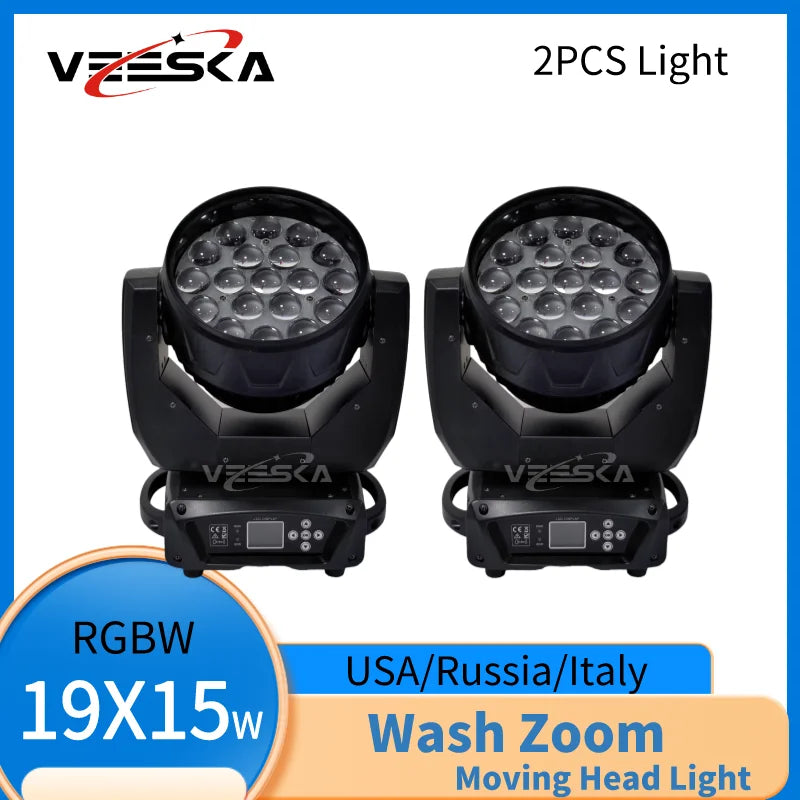 1-10PCS 19X15W Beam Wash Moving Head LED Zoom Lyre Wash Light RGBW Beam Effcect For Dj Light Wedding Party Show flight box