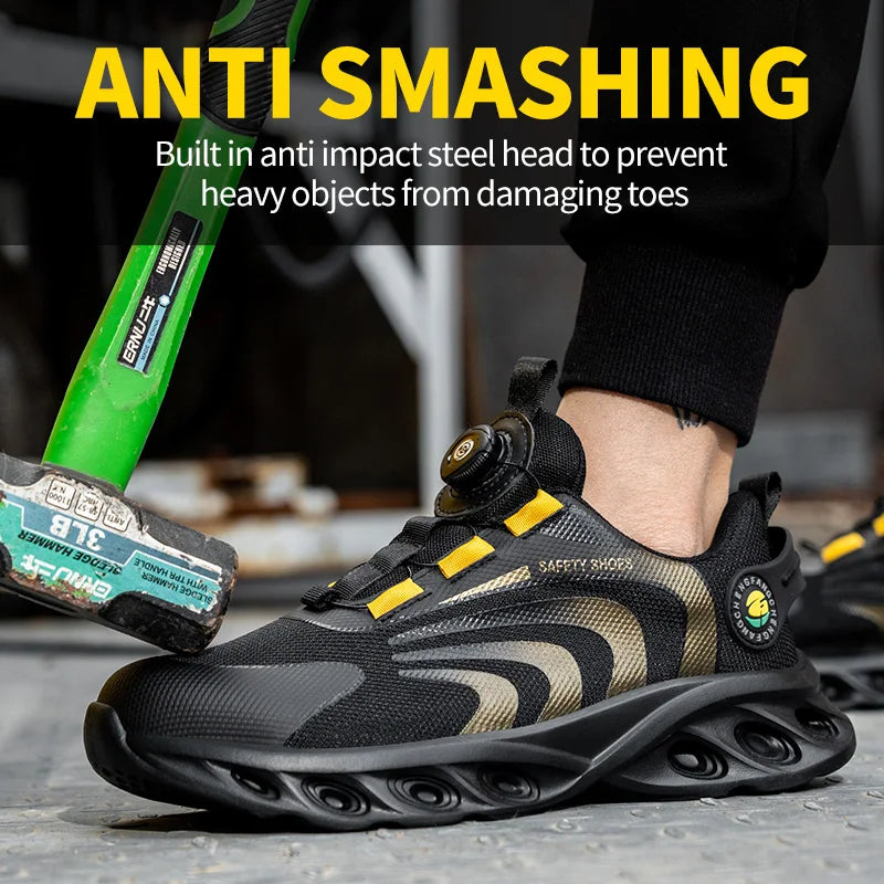 Lace Free Breathable Lightweight Safety Shoes For Men CE