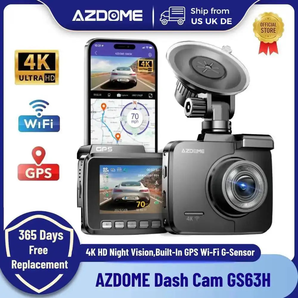 AZDOME Dash Cam GS63H 4K HD Car Camera with GPS Wi-Fi