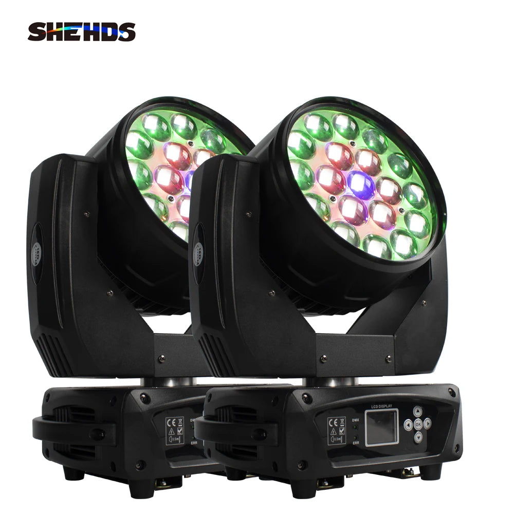 SHEHDS LED Beam+Wash 19x15W RGBW Zoom Lighting For Professional Stage Christmas Lights Audience Bars DJ&Disco
