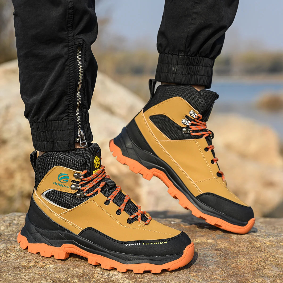 Kankeirr Safety Shoes Men Steel Toe Work Boots Durable