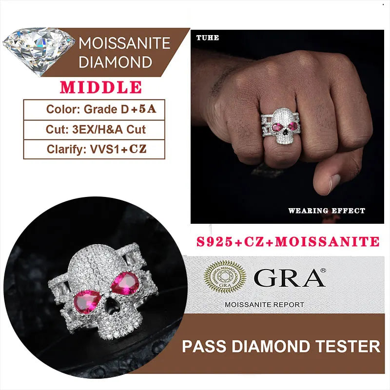 Mouth Rings Silver Moissanite For Men Jewelry