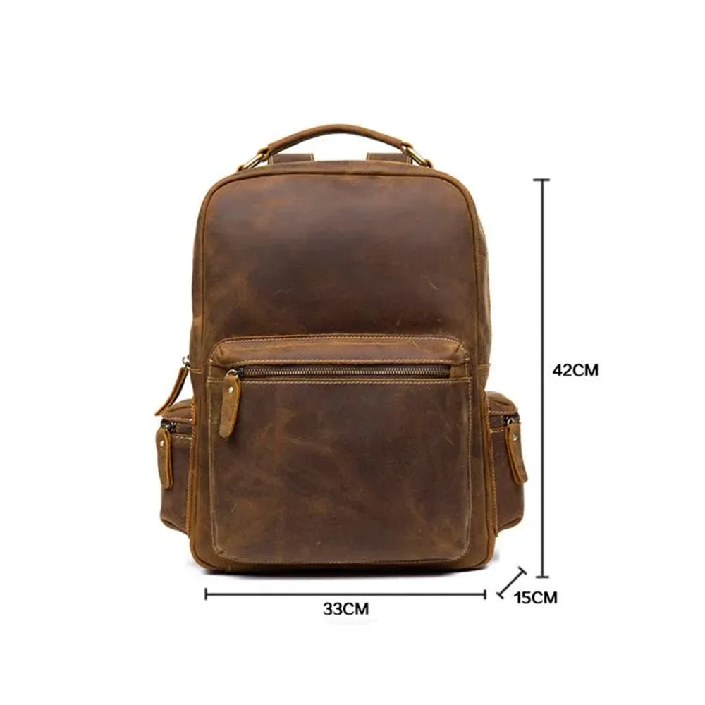 Backpack Genuine Vintage Leather Backpack Business Bag Vintage Cow Leather Travel Backpack Men Daypack School Bags