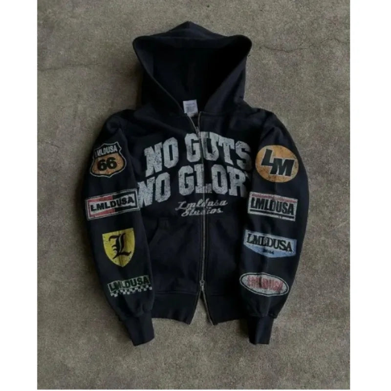 Hip-Hop Letters High-Quality Zipper Hoodies for Men