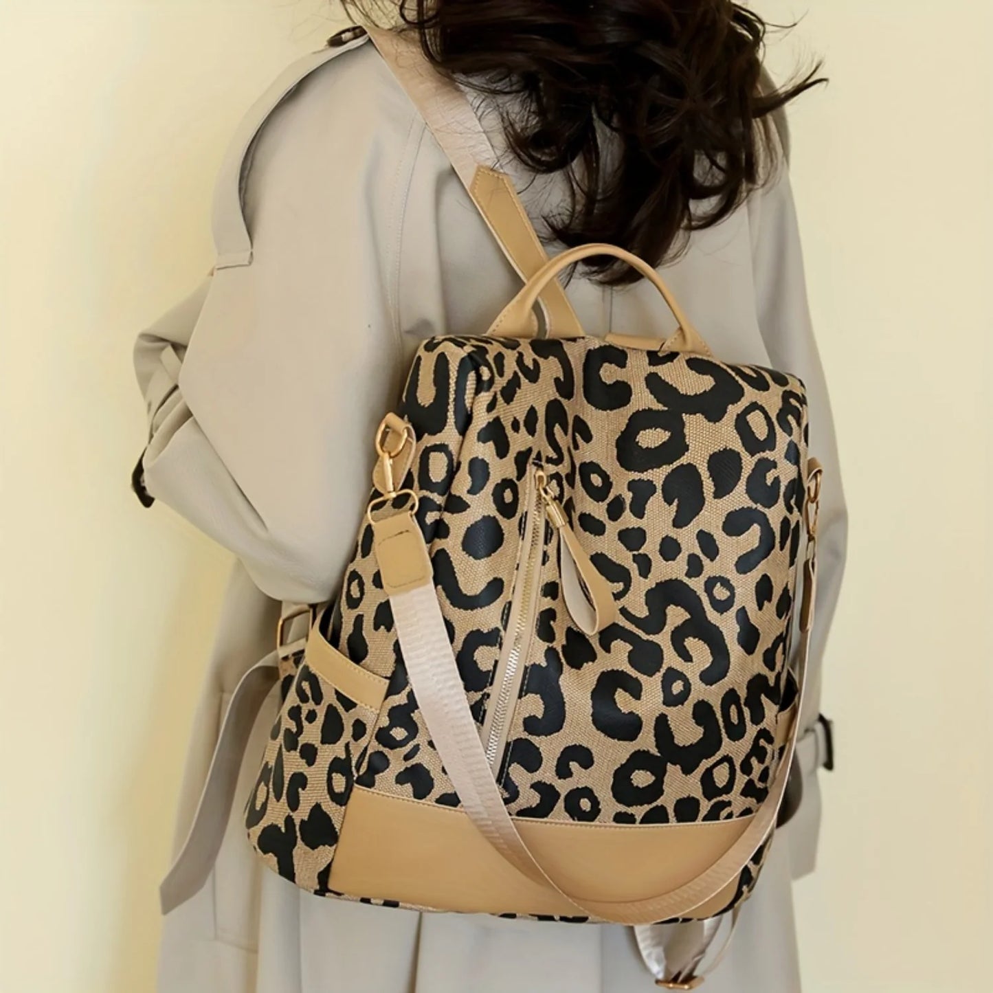 Leopard Print Anti-theft Travel Backpack Purse for School Work Travel