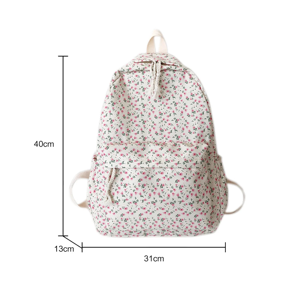 Casual Floral Prints Women Backpack Girls Bookbags Large Capacity Students School Bags Travel Backpack Mochilas with Pendants