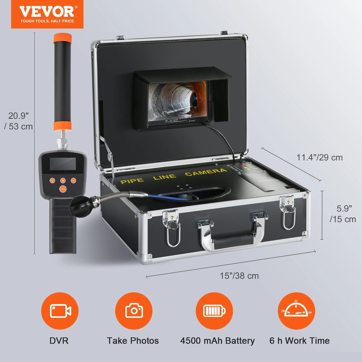 VEVOR Sewer Camera with 512Hz Locator IP68 9 Inch Inspection