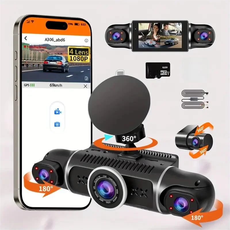Car Camera 3 Inch Car Recorder Left And Right 4 Channels 4 Screens