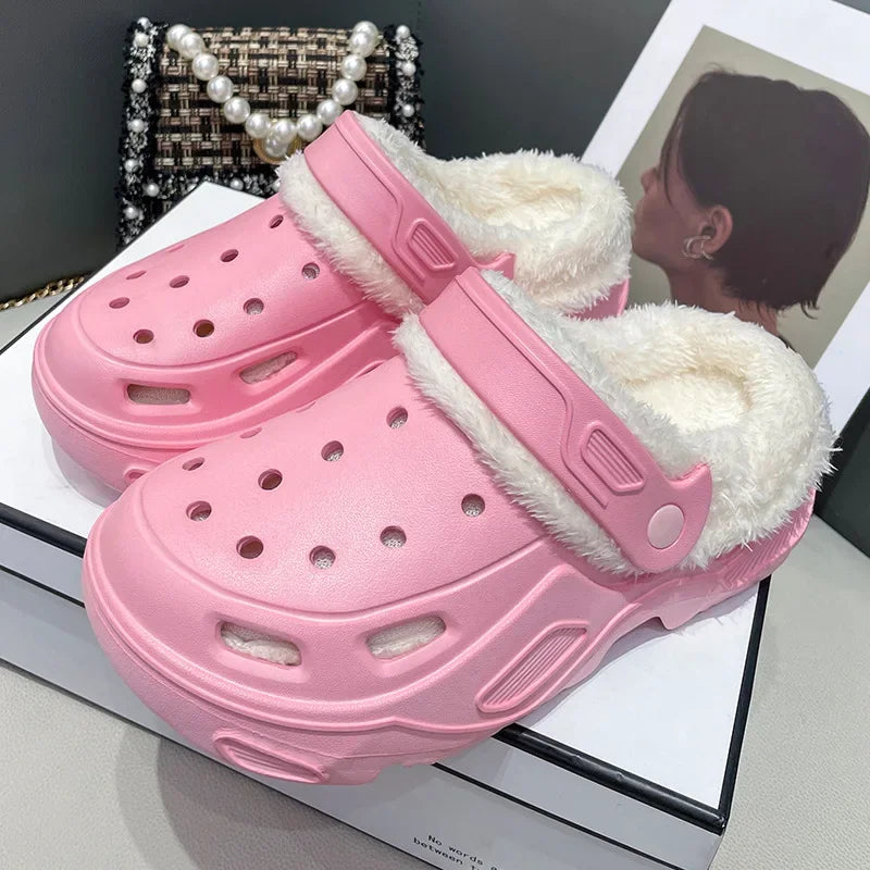 Women's winter slippers with plush cotton soft indoor non-slip shoes flat shoes family bedroom EVA slippers women's shoes
