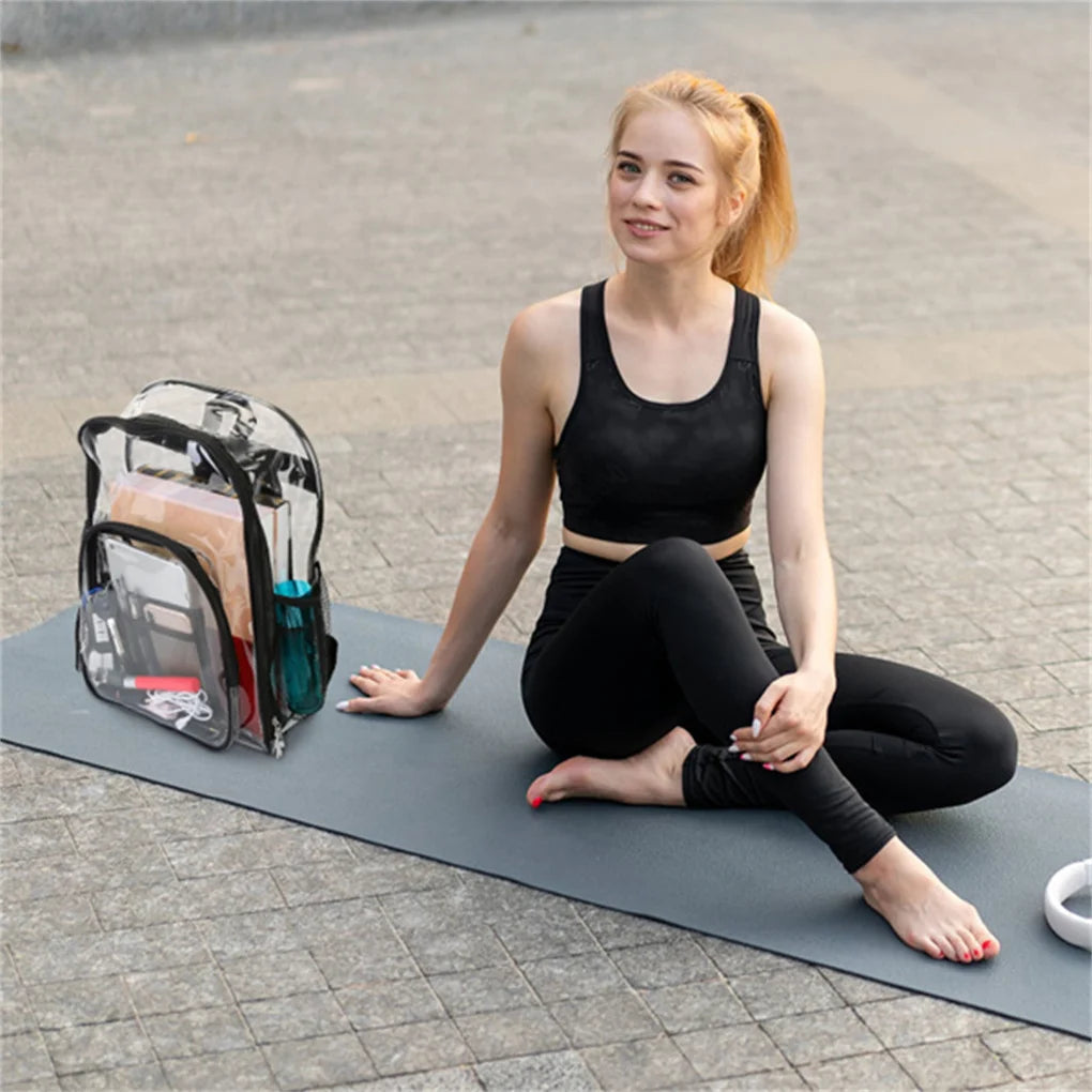 Large Clear Backpack For School Bookbag Heavy Duty Transparent Backpack Waterproof PVC Clear Backpack with Reinforced Strap