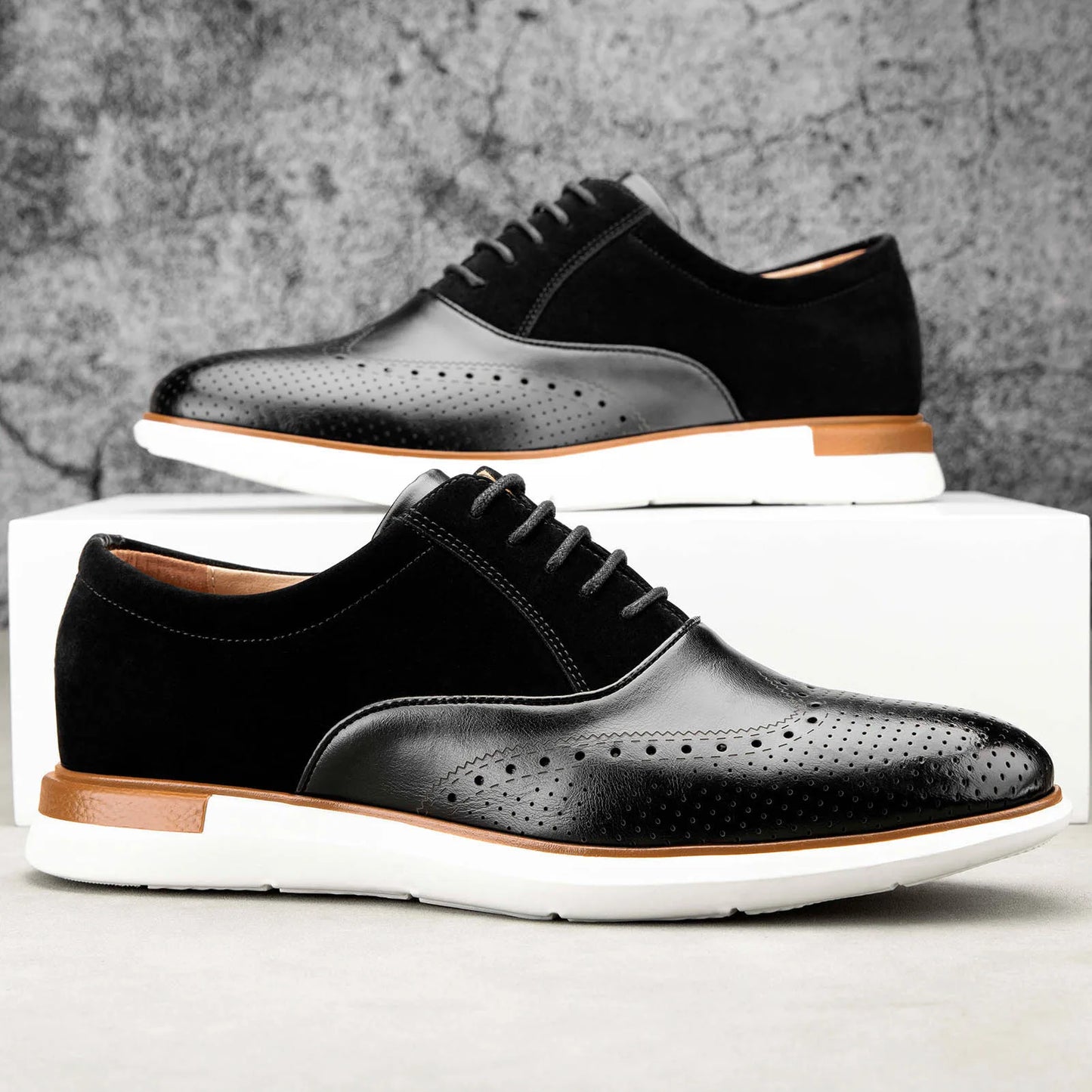 Meijiana Men Leather Lace Up Oxford Dress Shoes Casual