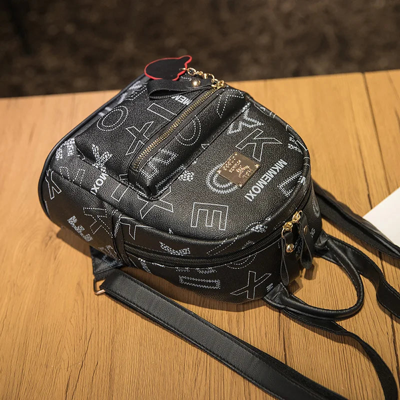 Backpack Purse PU Leather Adjustable Strap Mini Backpack for Women Multi Pockets Rucksack School Bag for Travel Shopping