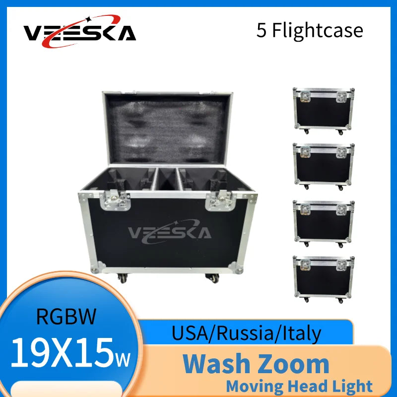 1-10PCS 19X15W Beam Wash Moving Head LED Zoom Lyre Wash Light RGBW Beam Effcect For Dj Light Wedding Party Show flight box