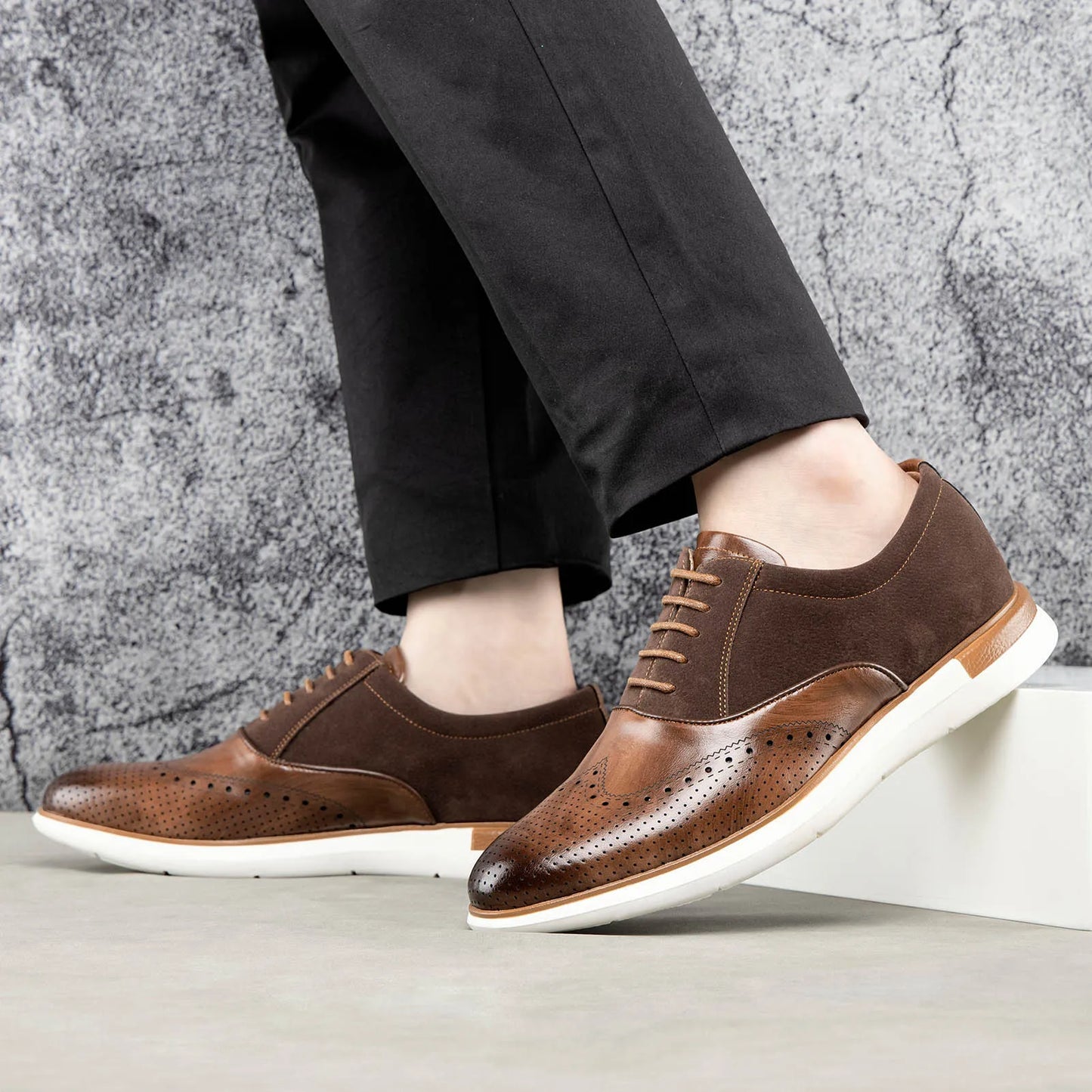 Meijiana Men Leather Lace Up Oxford Dress Shoes Casual
