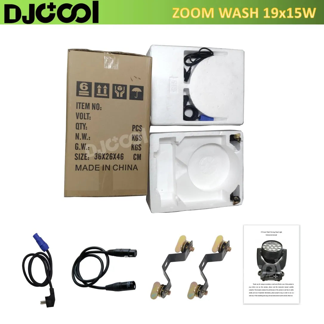 19x15W RGBW 4in1 Beam Wash Zoom or Only Flight Case LED Moving Head Light Professional Machine DMX512 DJ Bar Stage Lights Effect