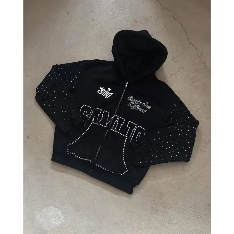 Hip-Hop Letters High-Quality Zipper Hoodies for Men