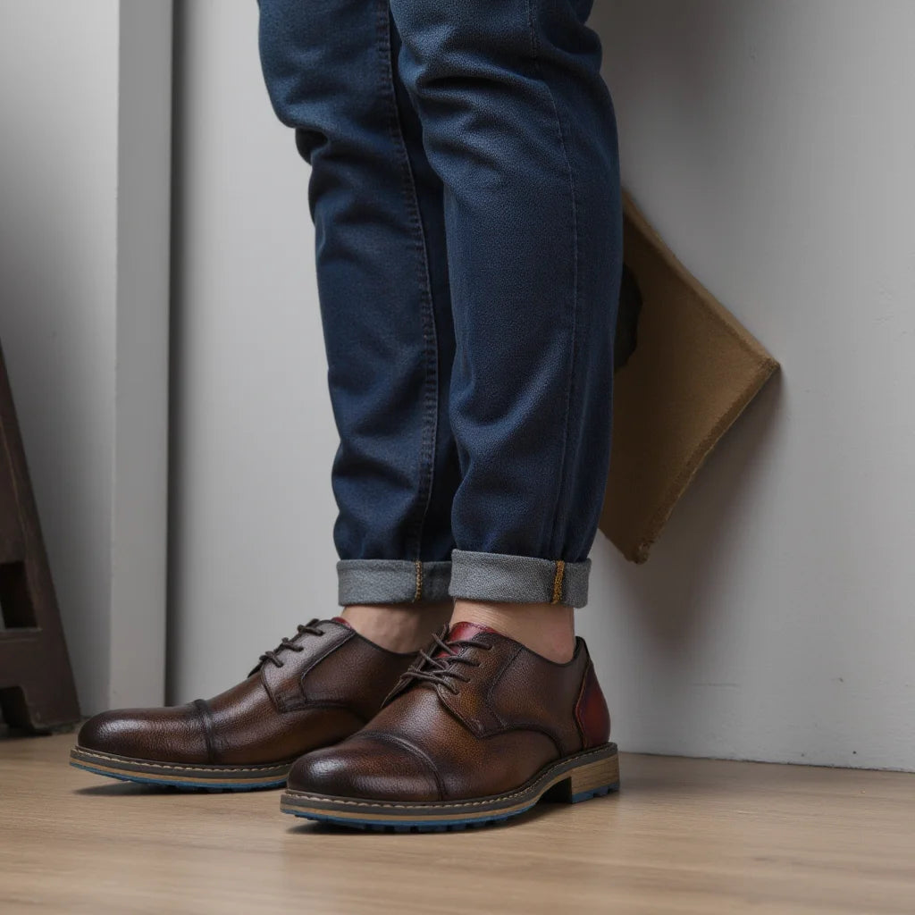 Retro Men Derby Shoes Men Casual shoes Fashion Men Leather Shoes