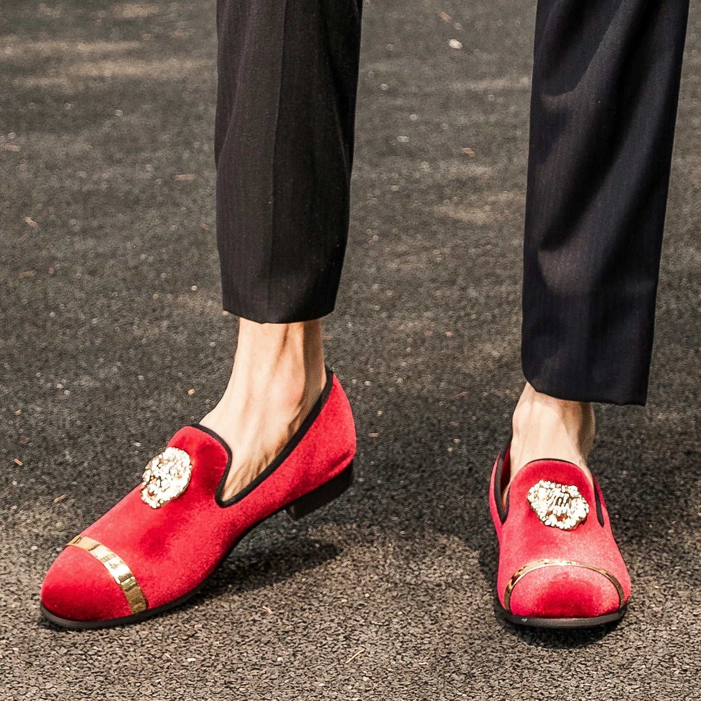 Meijiana Velvet Dress Slip On Glitter Loafers For Men