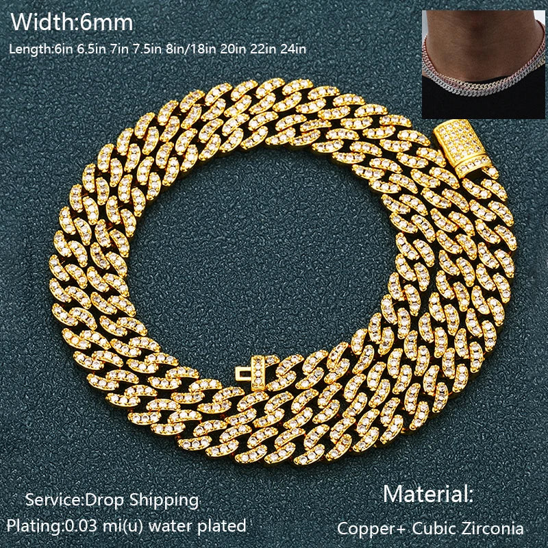 Full Cuban Chain Bling Necklaces Jewelry