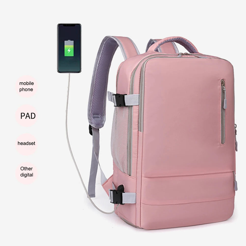 Women Travel Backpack Waterproof Anti-Theft Casual Daypack Bag Luggage Strap USB Charging Port Backpacks Laptop School Bags