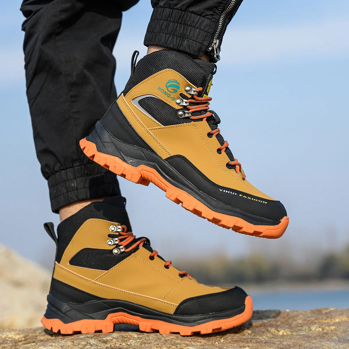 Kankeirr Safety Shoes Men Steel Toe Work Boots Durable
