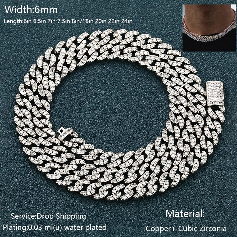 Full Cuban Chain Bling Necklaces Jewelry