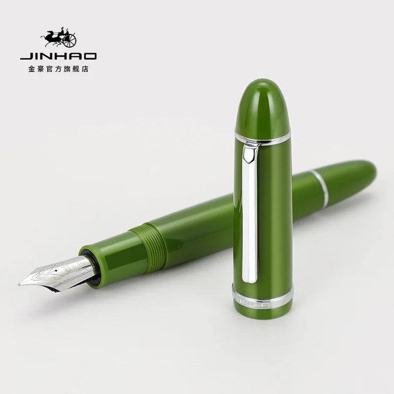 New JinHao X159 Acrylic Fountain Pen green gold Metal Clip Extended Fine Nib F 0.5mm school office supplies writing gifts pens