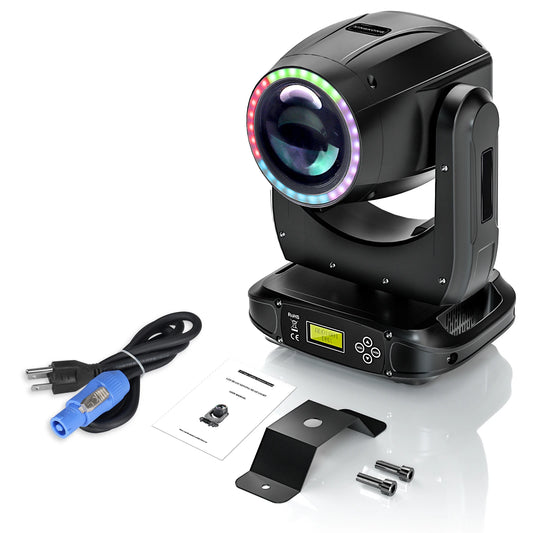 U`King 180W Moving Head Light RGB 3IN1 LED Rainbow Lighting Effect 8 Prisms Stage Lights DMX512 Sound Activated For DJ Disco KTV