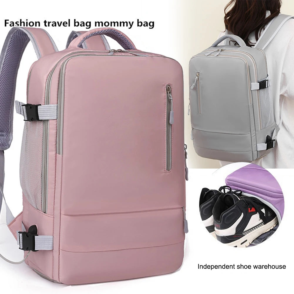 Women Travel Backpack Waterproof Anti-Theft Casual Daypack Bag Luggage Strap USB Charging Port Backpacks Laptop School Bags